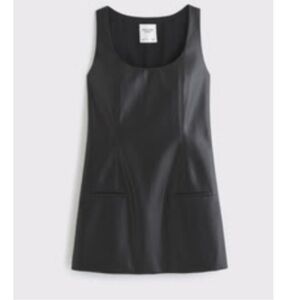 Abercrombie vegan leather black pinafore dress M NWT